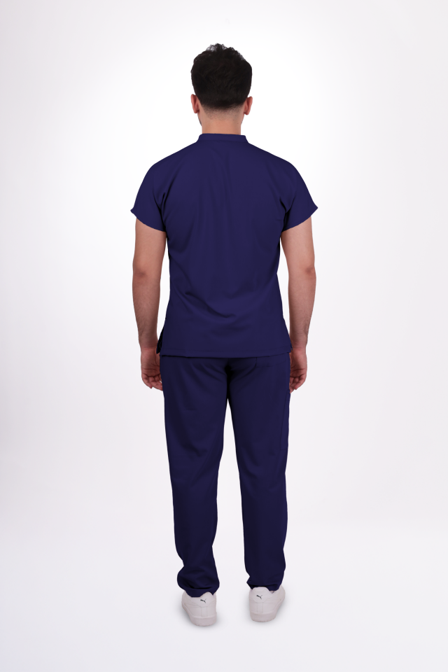 Premium Likralı Snap Seri Erkek İndigo Lacivert Üniforma Takım