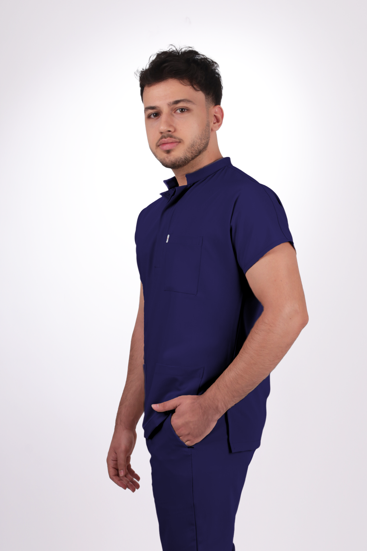 Premium Likralı Snap Seri Erkek İndigo Lacivert Üniforma Takım