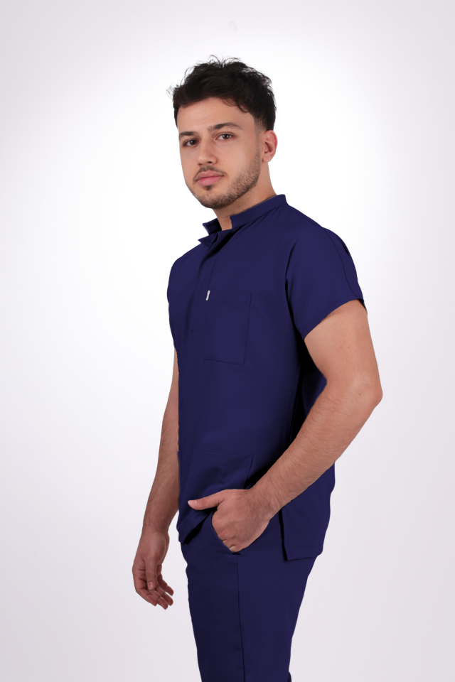 Premium Likralı Snap Seri Erkek İndigo Lacivert Üniforma Takım