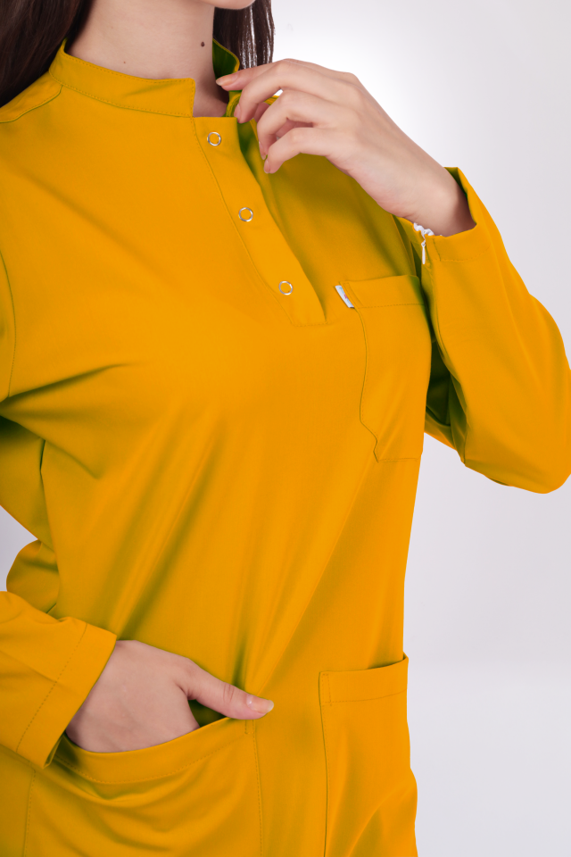 Likralı Tesettür Seri Kadın Hardal Sarısı Scrubs