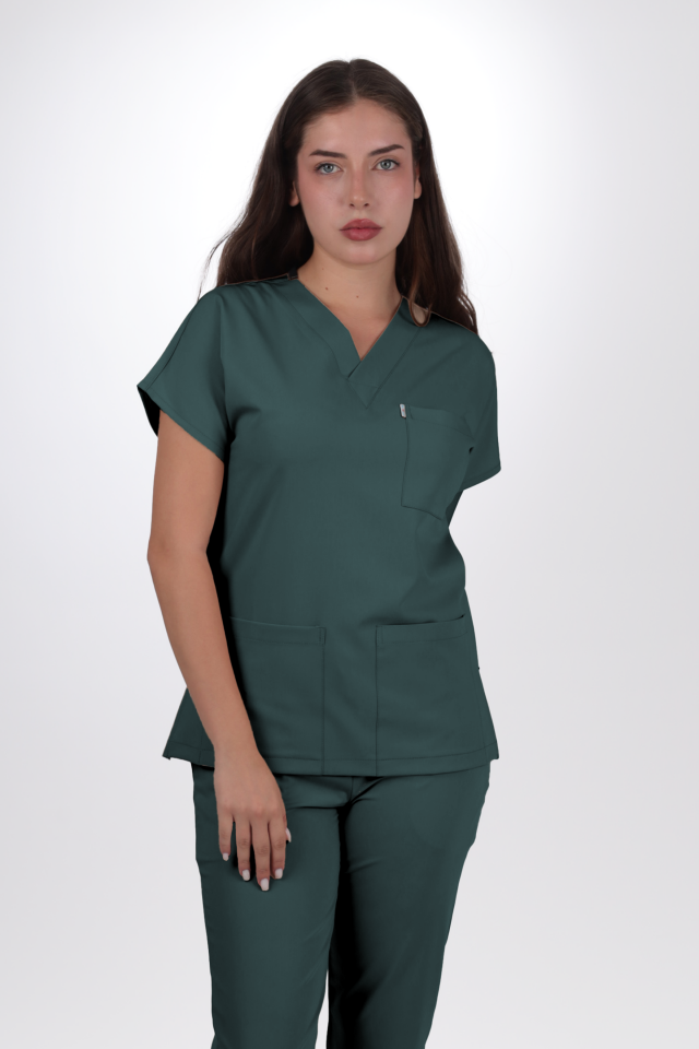 Premium Likralı Klasik Seri Kadın Okyanus Mavisi Scrubs