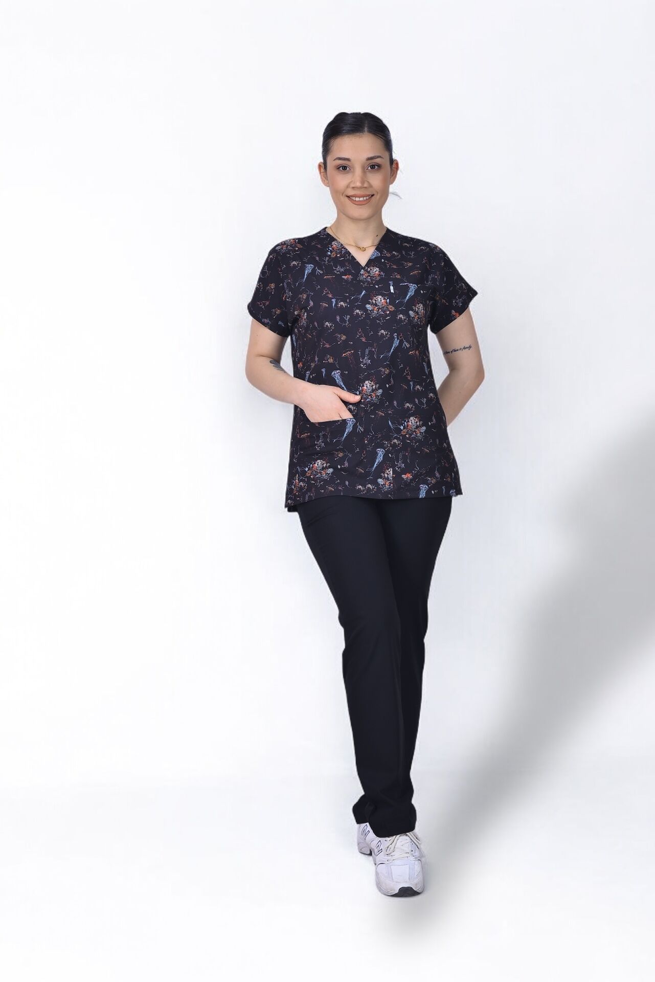 Desenli Seri Üst Deniz Anası Desen Siyah/Alt Siyah Likralı