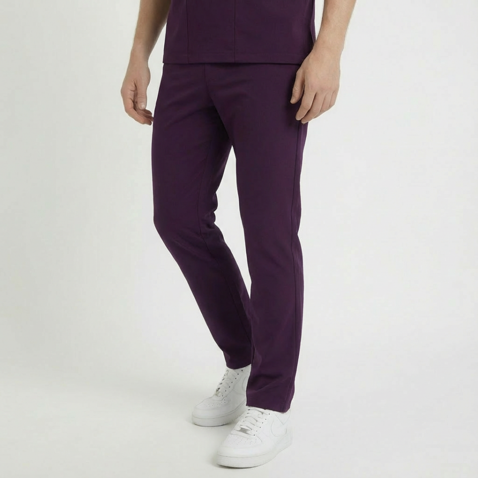 Likralı Klasik Seri Erkek Mürdüm Scrubs