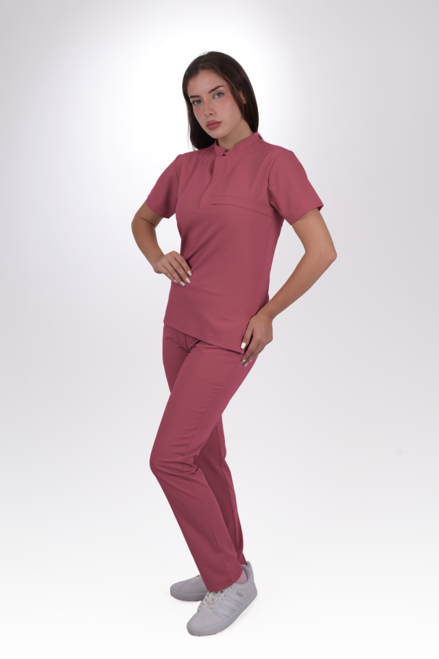 Premium Likralı Lotus Seri Kadın Gül Kurusu Scrubs