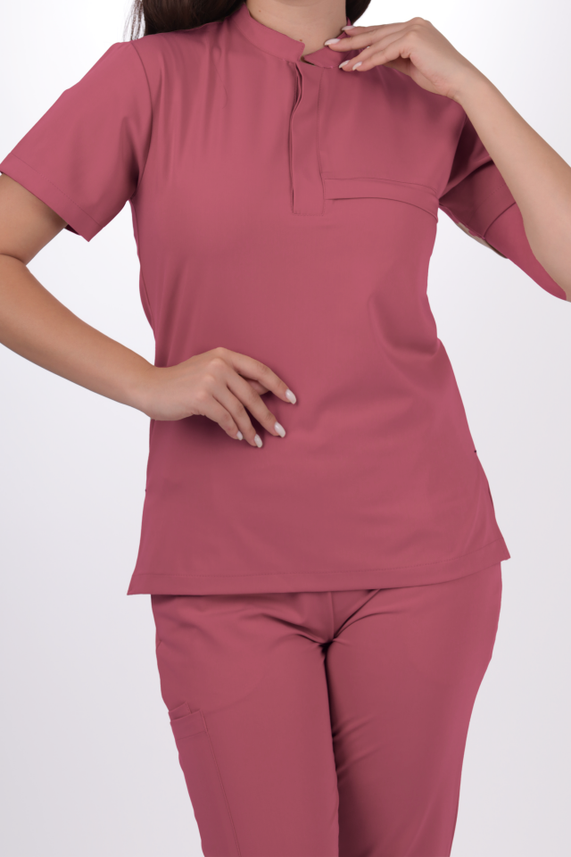 Premium Likralı Lotus Seri Kadın Gül Kurusu Scrubs