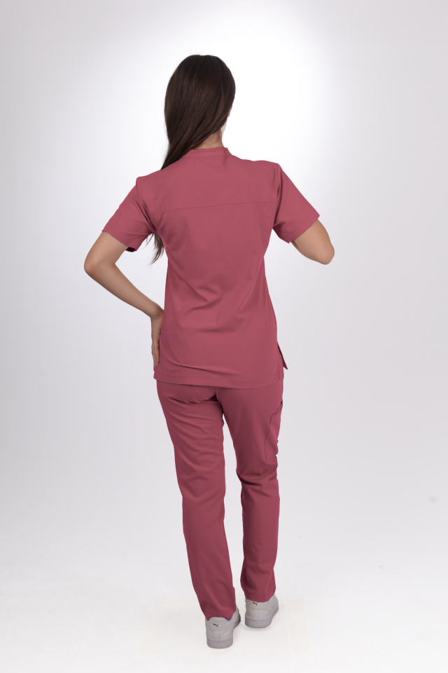 Premium Likralı Lotus Seri Kadın Gül Kurusu Scrubs