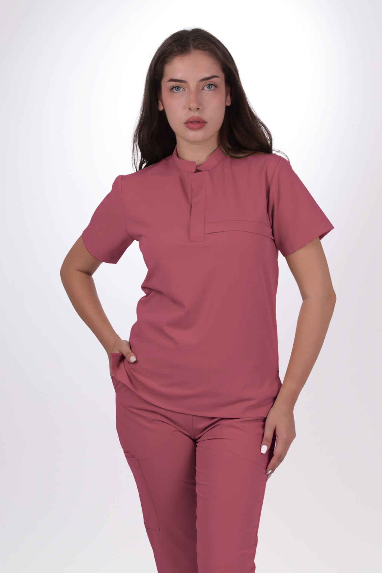 Premium Likralı Lotus Seri Kadın Gül Kurusu Scrubs