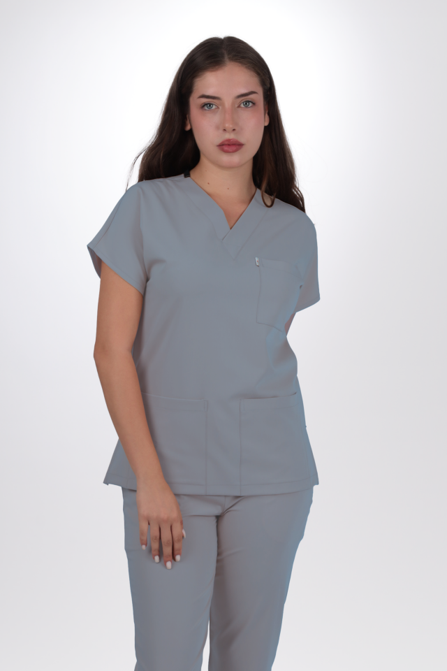 Premium Likralı Klasik Seri Kadın Pasifik Mavisi Scrubs