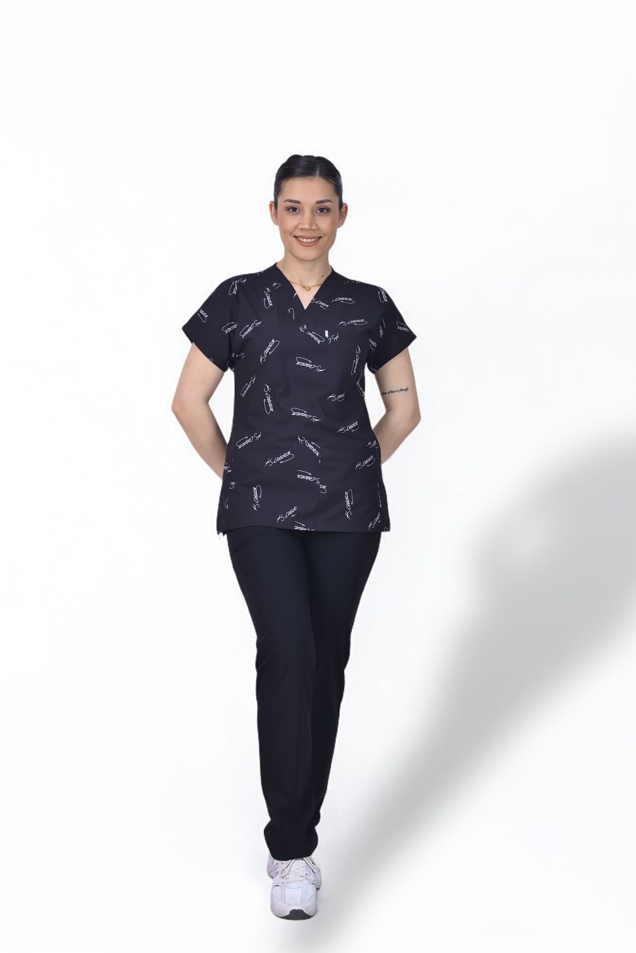 Desenli Seri Üst Atatürk İmzalı Desen/Alt Siyah Likralı