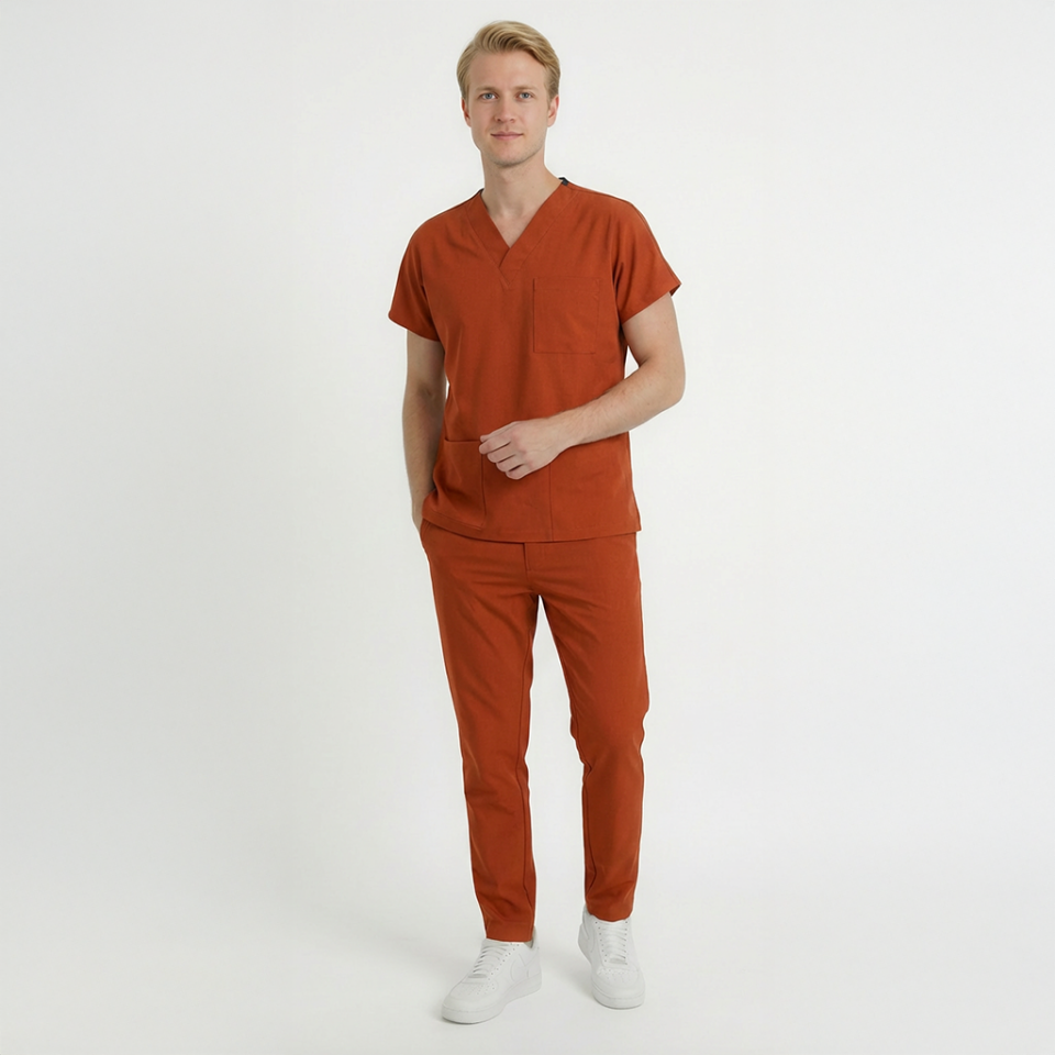 Likralı Klasik Seri Erkek Kiremit Scrubs