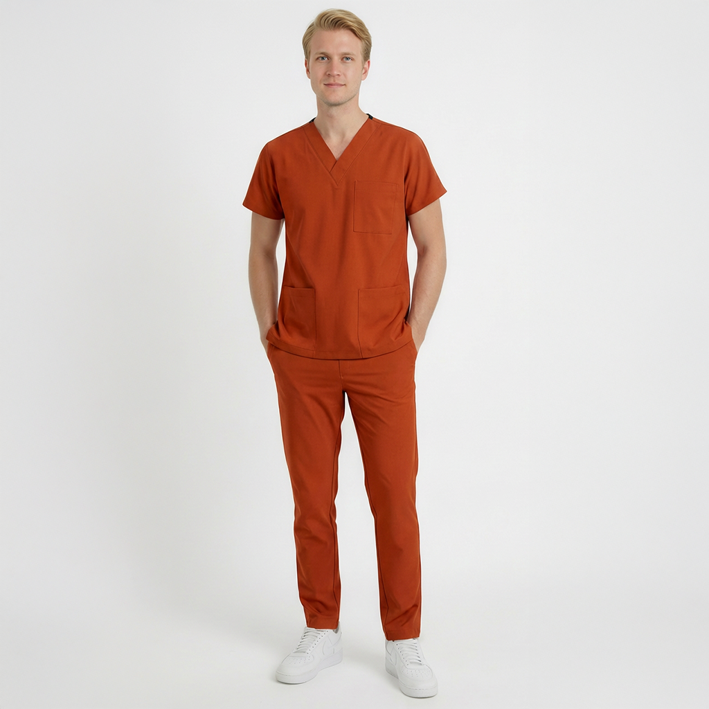 Likralı Klasik Seri Erkek Kiremit Scrubs