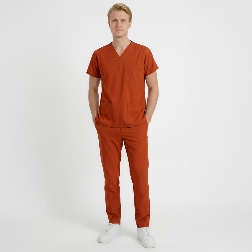 Likralı Klasik Seri Erkek Kiremit Scrubs