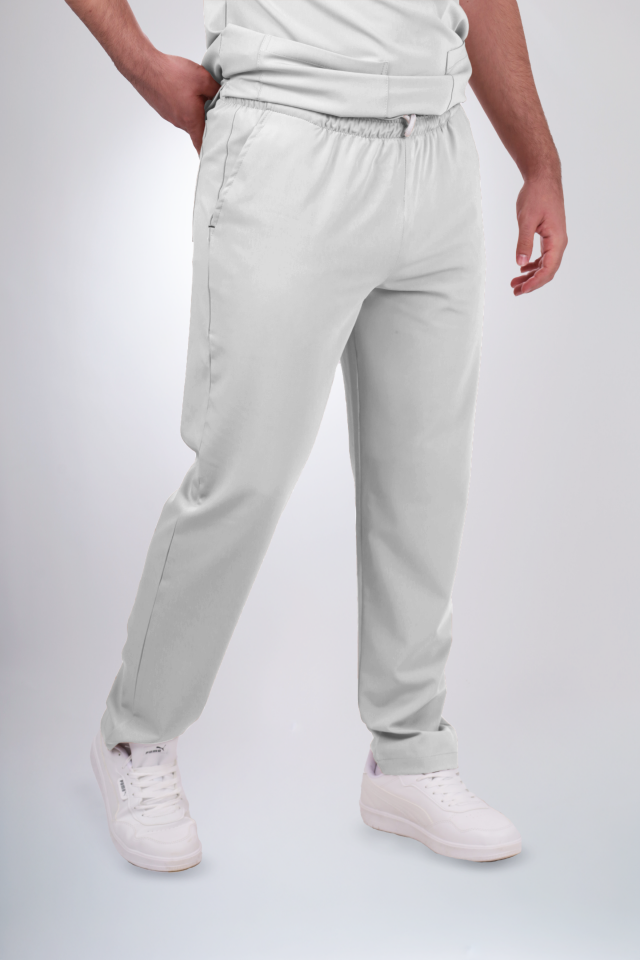 Premium Likralı Klasik Seri Erkek Beyaz Scrubs