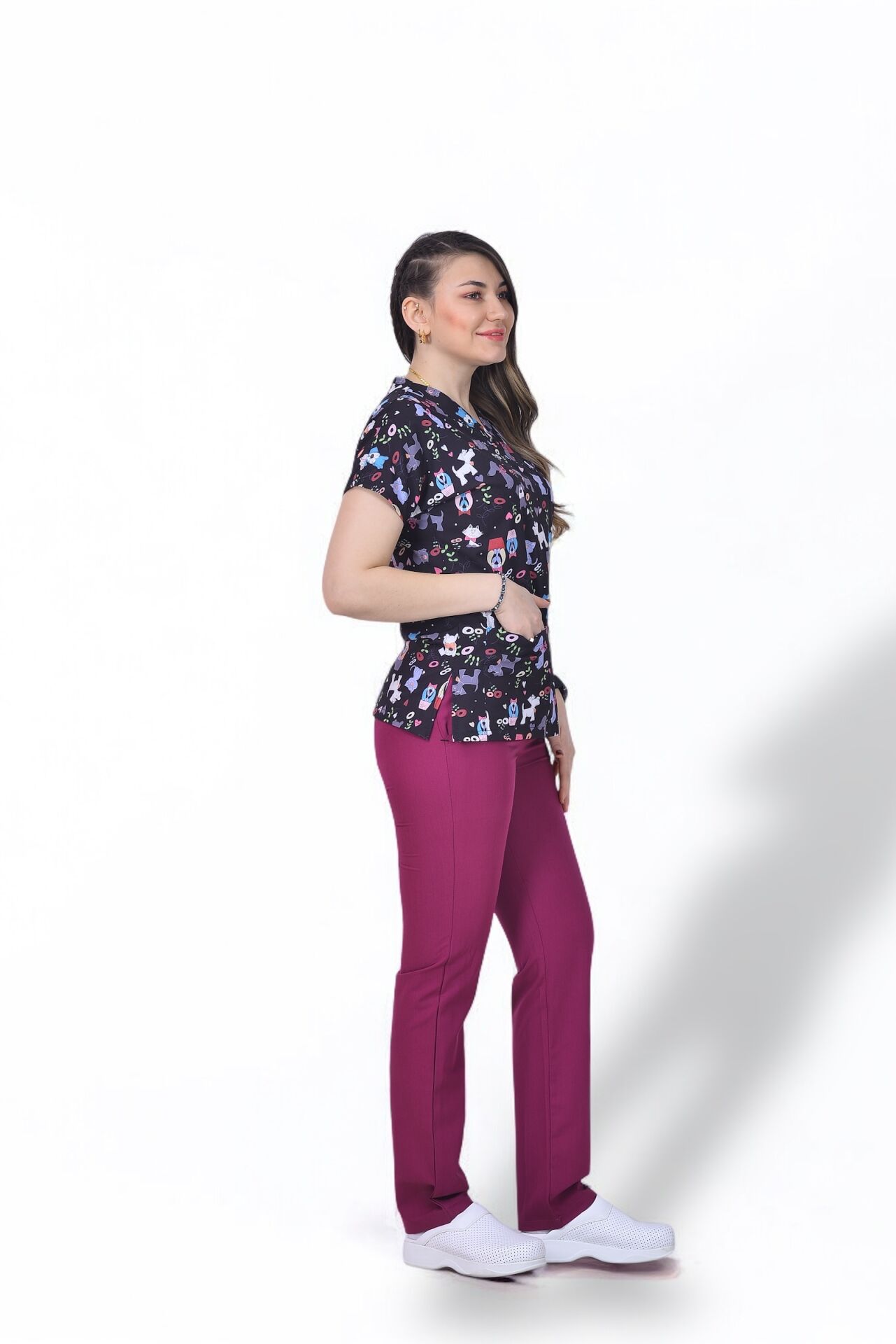 Desenli Seri Üst Sevimli Hayvan Deseni/Alt Vişne Likralı