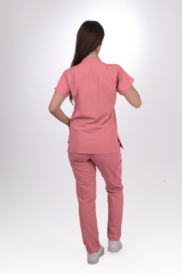 Premium Likralı Snap Seri Kadın Gül Kurusu Scrubs