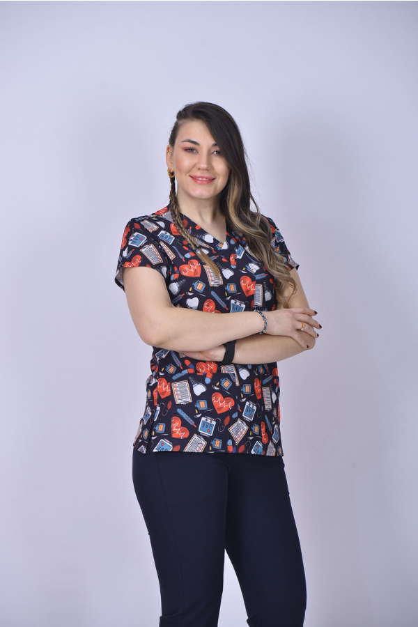 Desenli Seri Üst Kalp Desen/Alt İndigo Lacivert Premium Likralı
