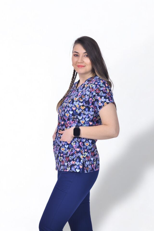 Desenli Seri Üst Kalp Desen/Alt İndigo Lacivert Premium Likralı