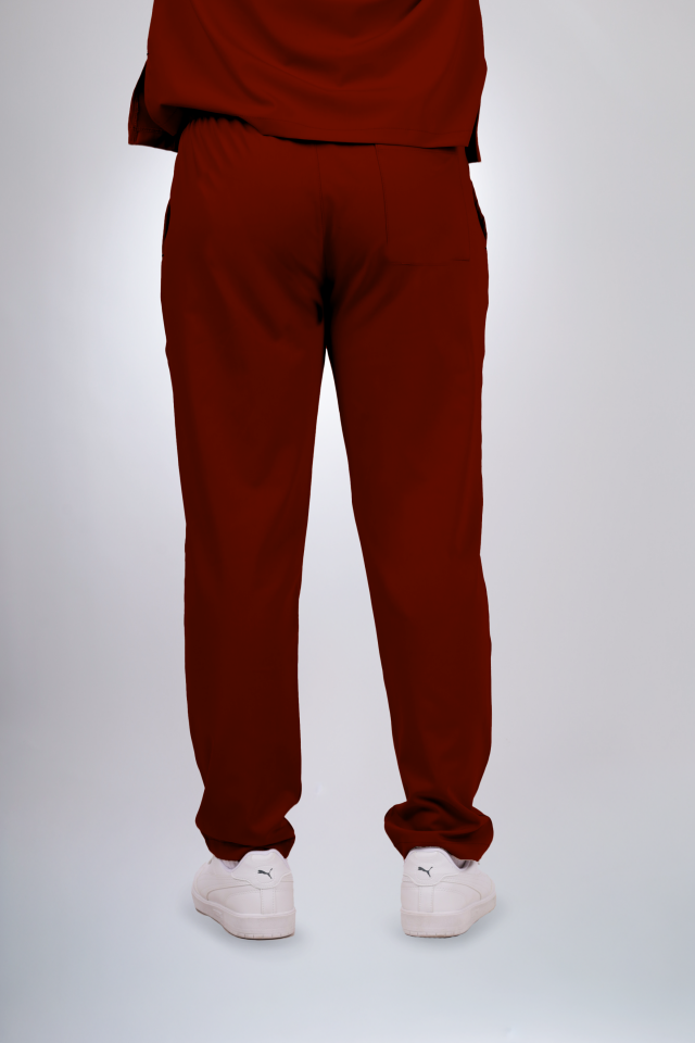 Likralı Klasik Seri Erkek Bordo Scrubs