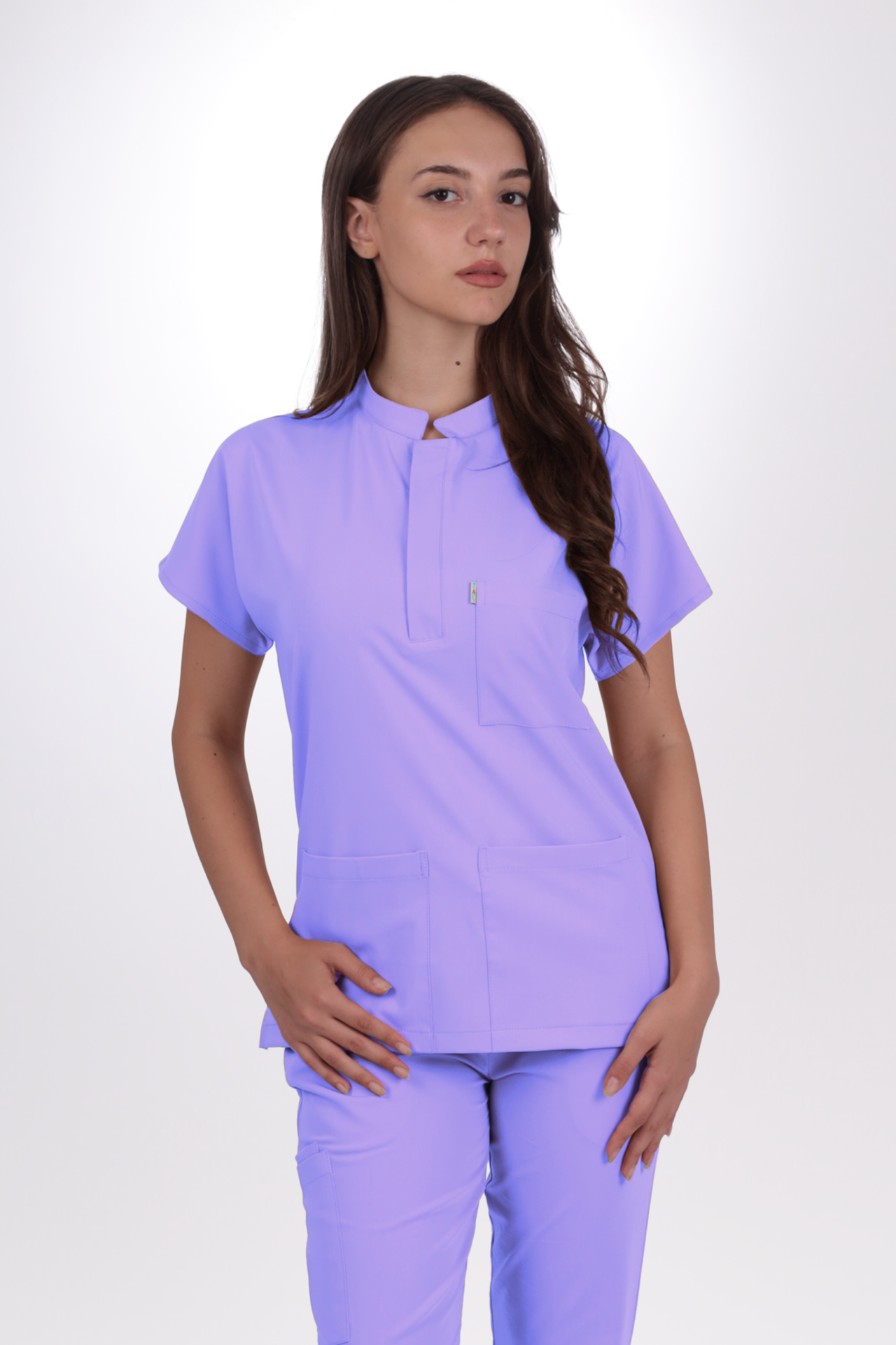 Premium Likralı Snap Seri Kadın Lila Scrubs