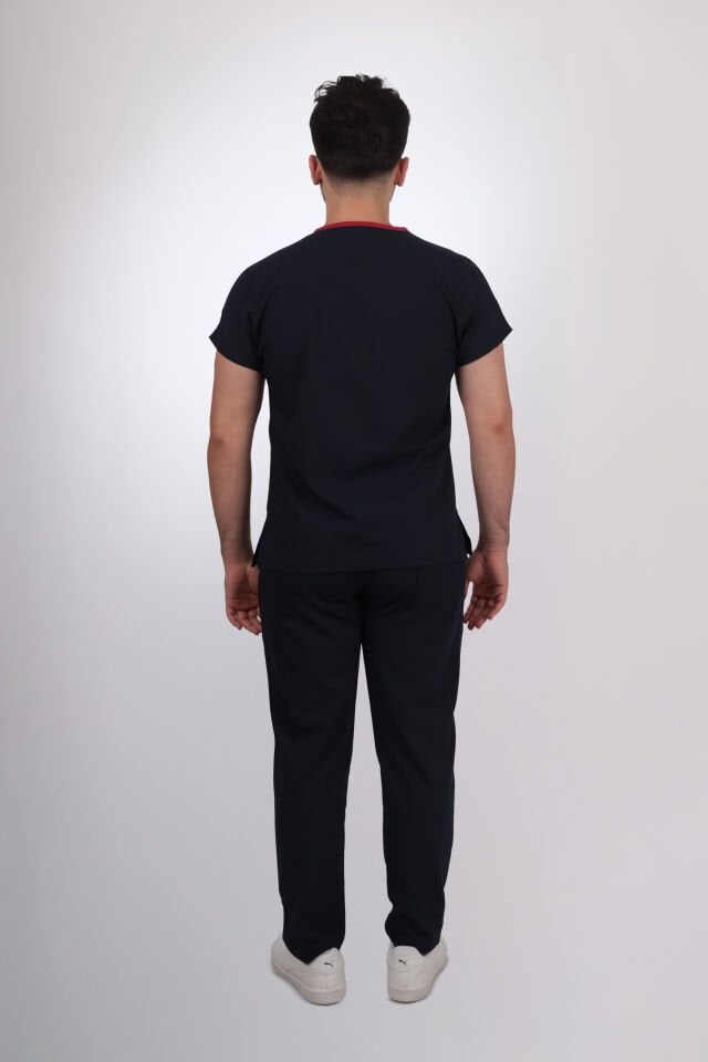 Likralı Klasik Seri Erkek Siyah Scrubs