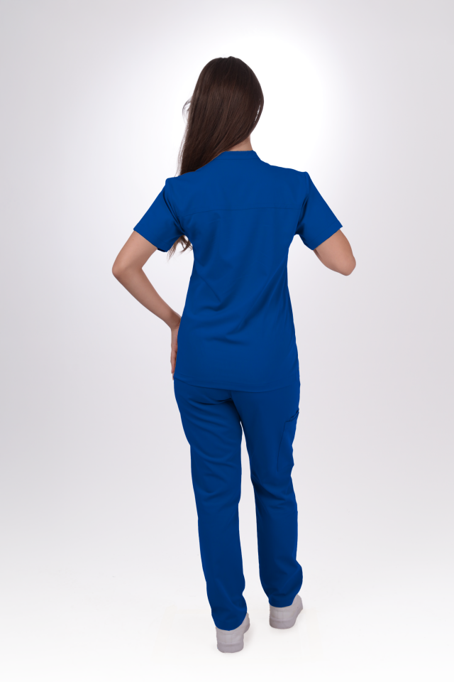 Premium Likralı SnapPrime Seri Kadın Saks Mavisi Scrubs
