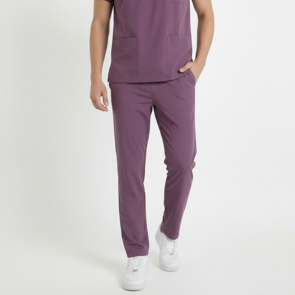 Likralı Klasik Seri Erkek Açık Mürdüm Scrubs