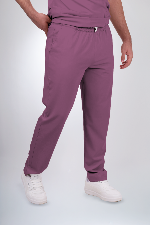 Likralı Klasik Seri Erkek Açık Mürdüm Scrubs