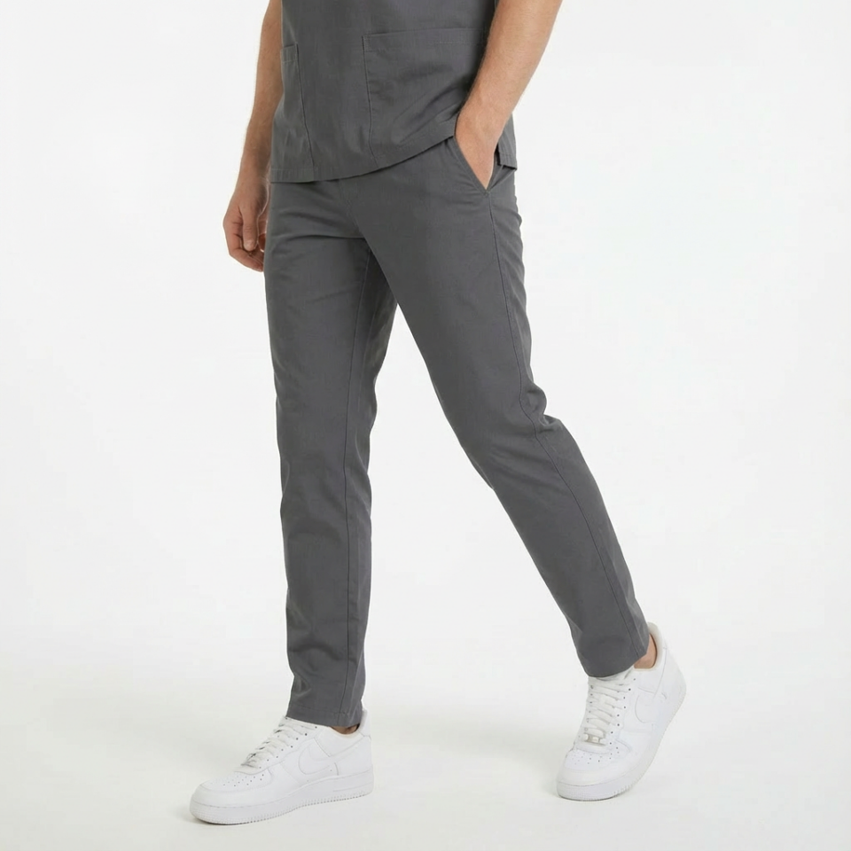 Terycoton Kumaş Klasik Seri Erkek Antrasit Gri Scrubs