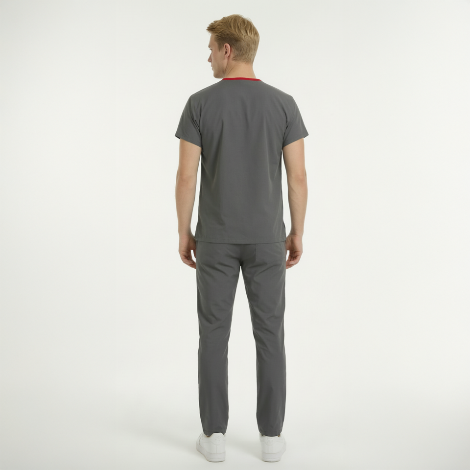 Terycoton Kumaş Klasik Seri Erkek Antrasit Gri Scrubs
