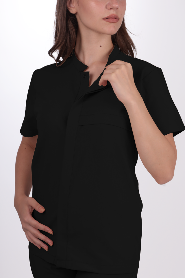 Premium Likralı SnapPrime Seri Kadın Siyah Scrubs