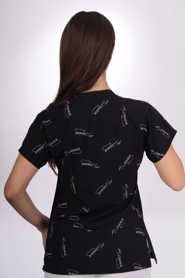 Desenli Seri Atatürk İmzalı Desen Kadın Tek Üst