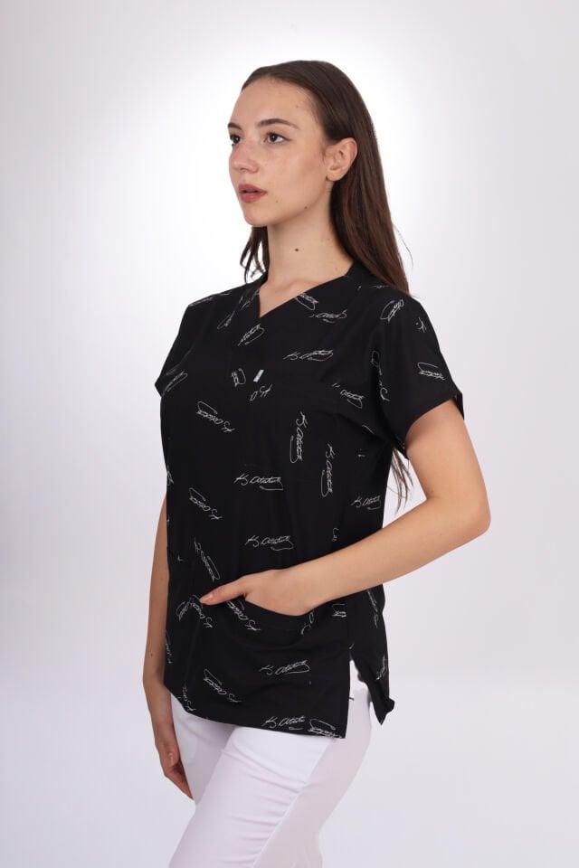 Desenli Seri Atatürk İmzalı Desen Kadın Tek Üst