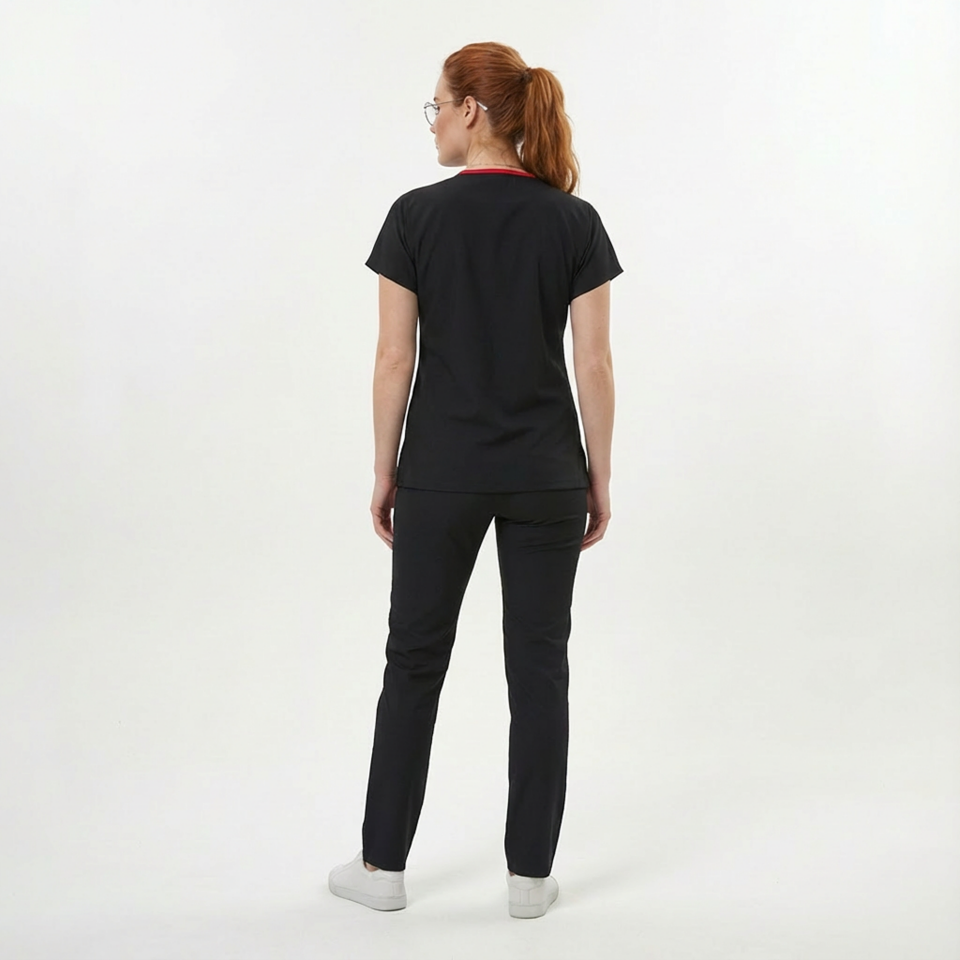 Likralı Klasik Seri Kadın Siyah Scrubs