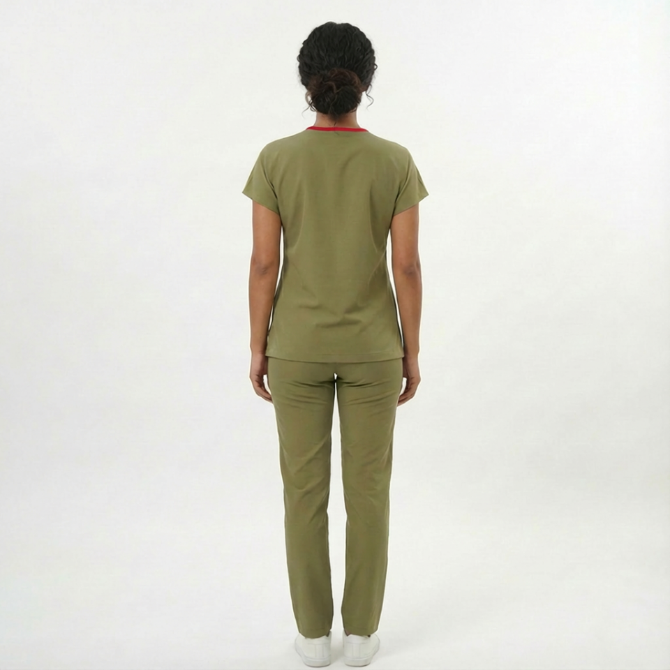 Likralı Klasik Seri Kadın Haki Scrubs