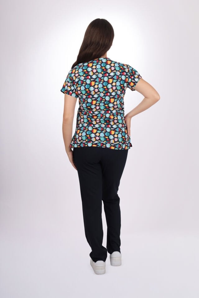 Desenli Seri Balıklı Desen Kadın Tek Üst