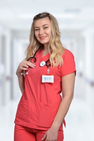 Terycoton Kadın Nar Çiçeği Doktor Hemşire Forması