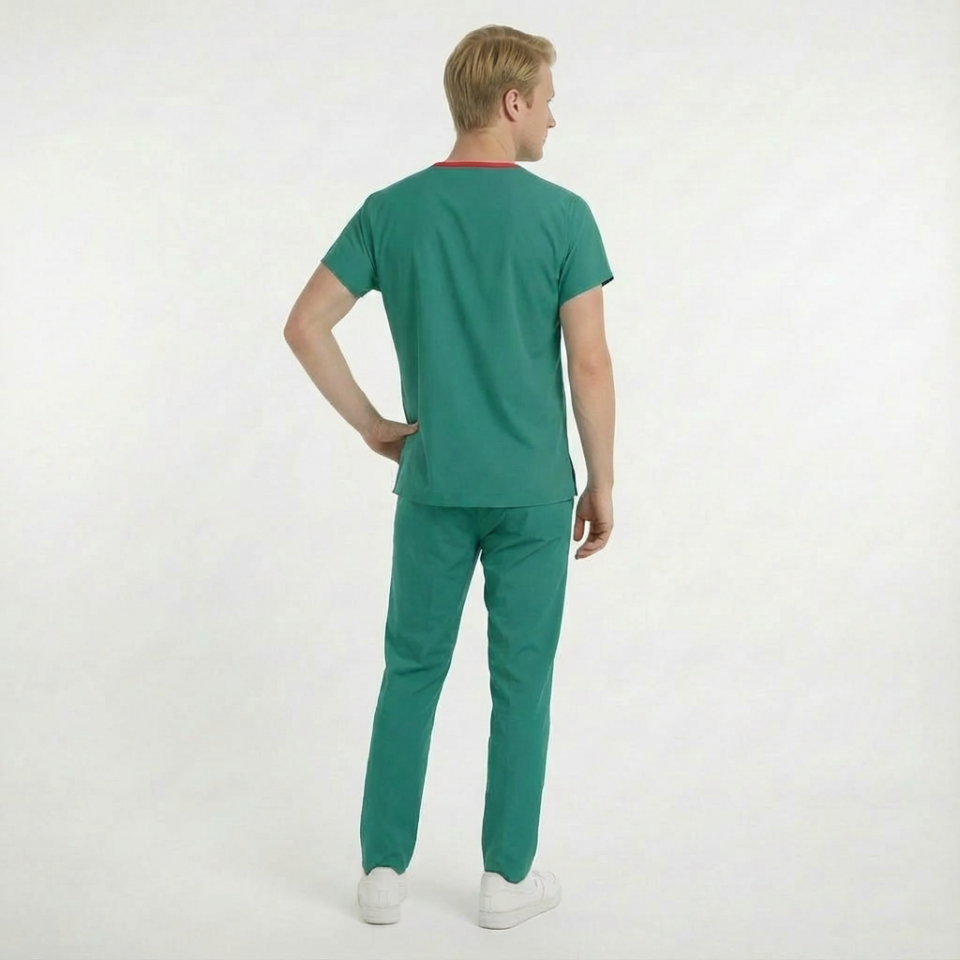 Likralı Klasik Seri Erkek Cerrahi Yeşil Scrubs