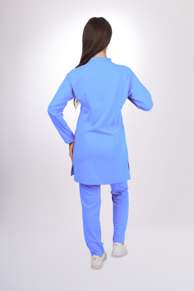 Premium Likralı Tesettür Seri Kadın Açık Mavi Scrubs