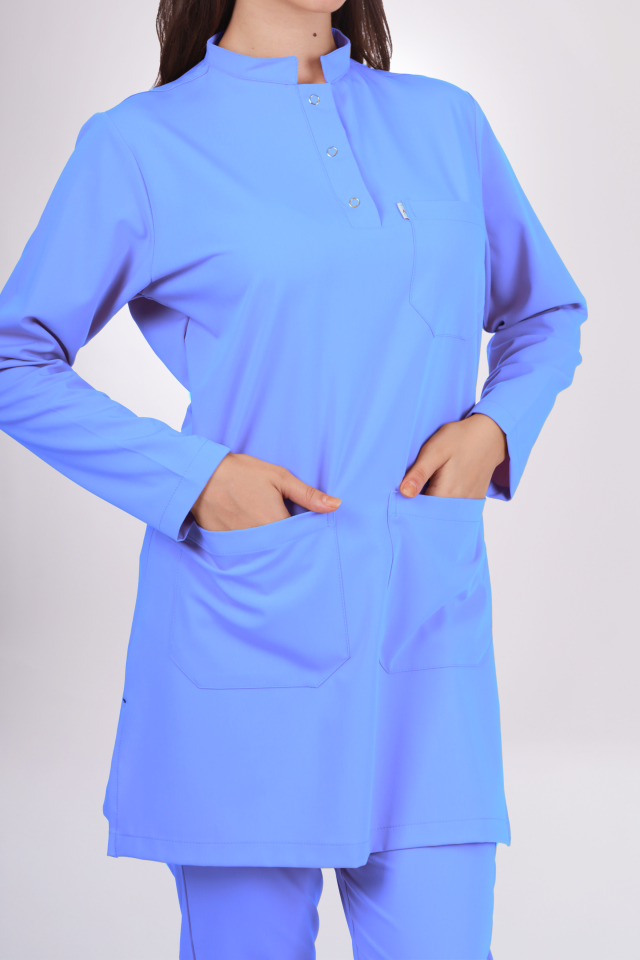 Premium Likralı Tesettür Seri Kadın Açık Mavi Scrubs