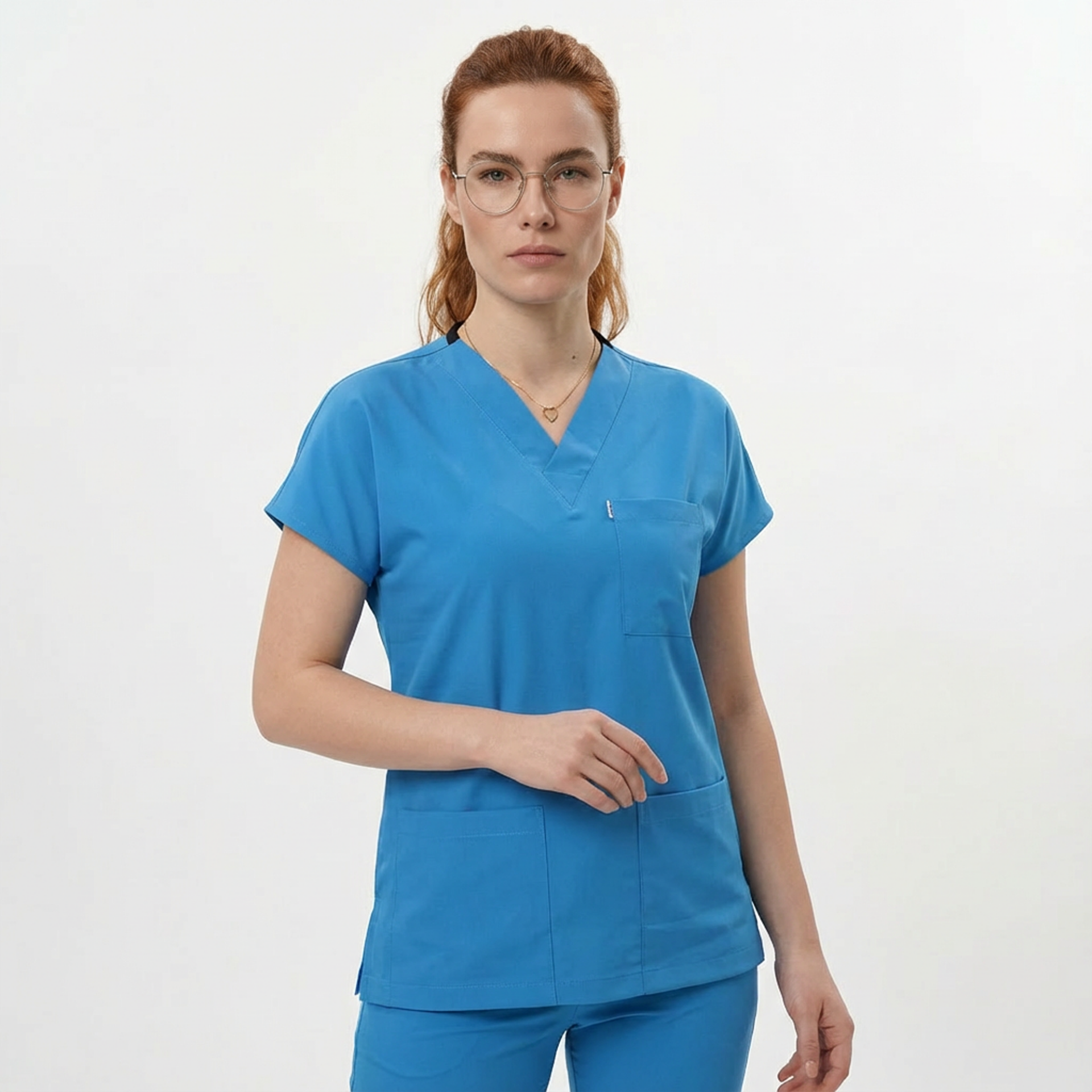 Likralı Klasik Seri Kadın Tek Üst Petrol Mavisi