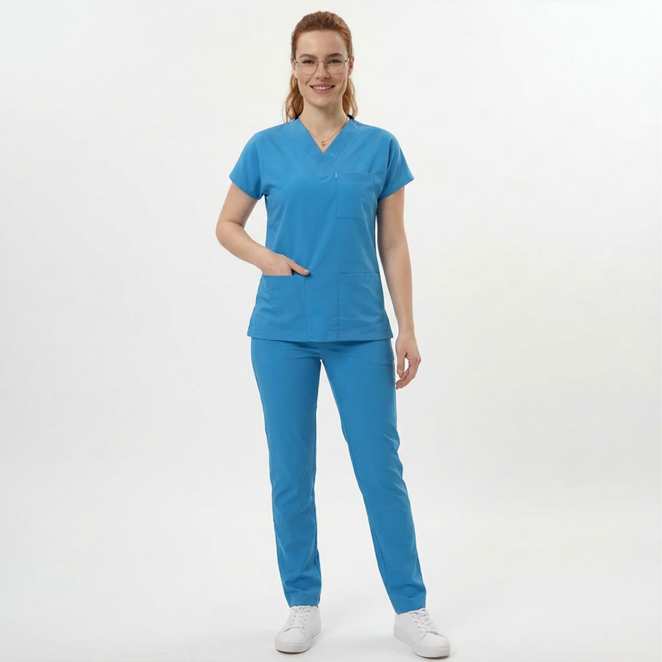 Likralı Klasik Seri Kadın Tek Üst Petrol Mavisi