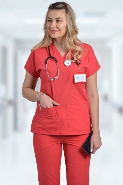 Terycoton Kadın Fuşya Doktor Hemşire Forması