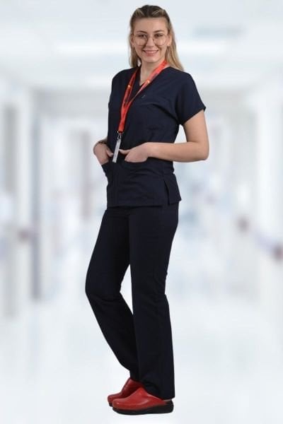 Terycoton Kadın Lacivert Doktor Hemşire Forması