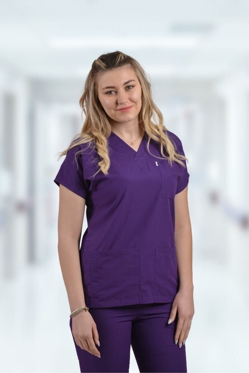 Terycoton Kadın Mor Doktor Hemşire Forması