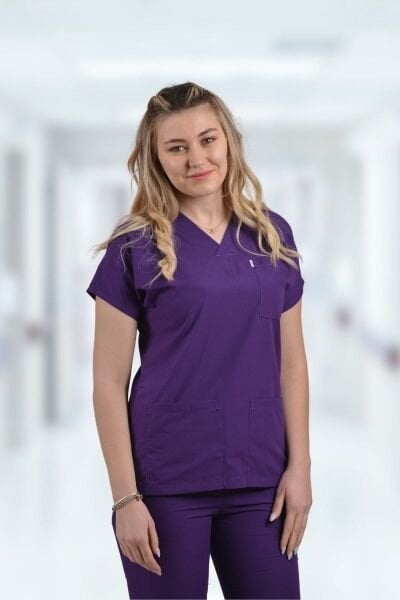 Terycoton Kadın Mor Doktor Hemşire Forması