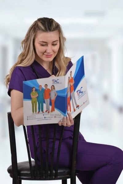 Terycoton Kadın Mor Doktor Hemşire Forması