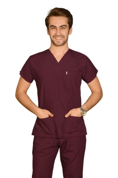 Terycoton Erkek Mürdüm Doktor Hemşire Forması