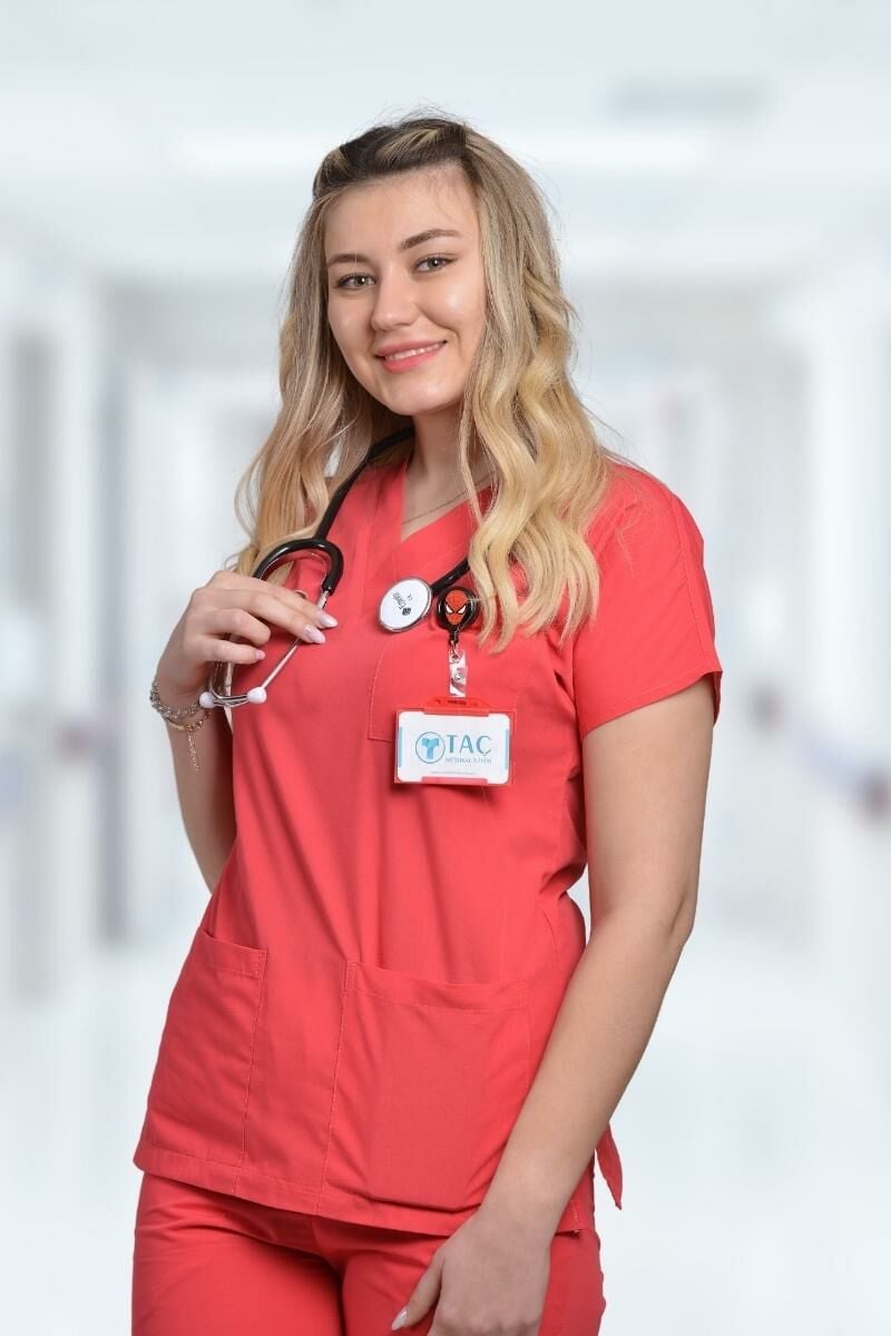 Terycoton Kadın Nar Çiçeği Doktor Hemşire Forması