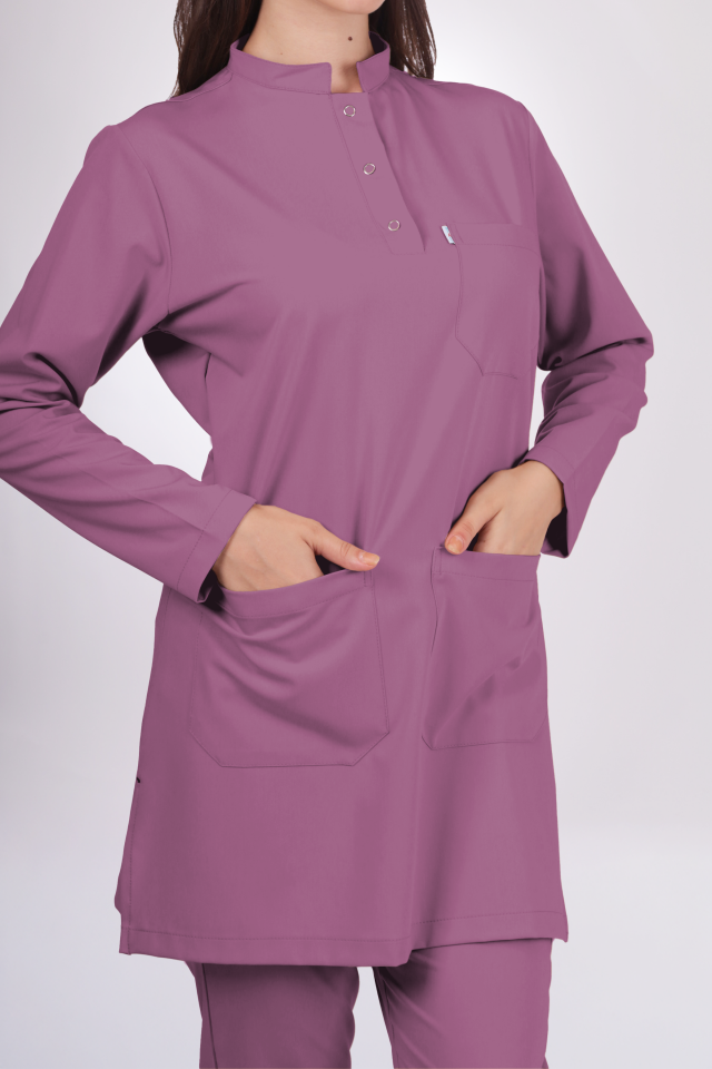 Premium Likralı Tesettür Seri Kadın Açık Mürdüm Scrubs