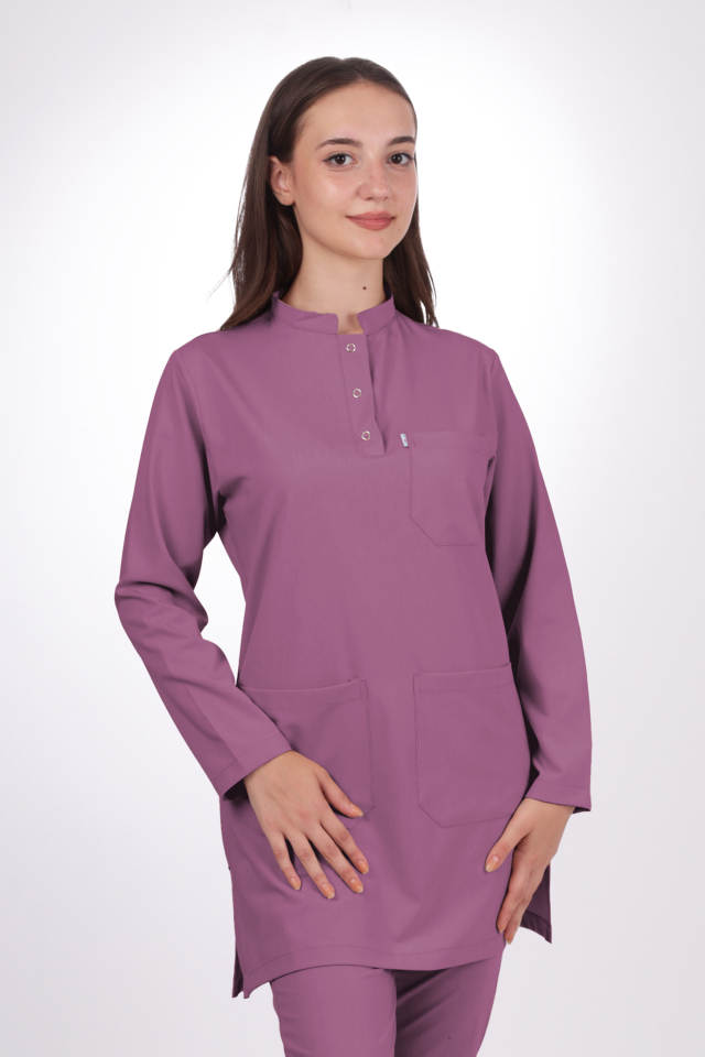 Premium Likralı Tesettür Seri Kadın Açık Mürdüm Scrubs